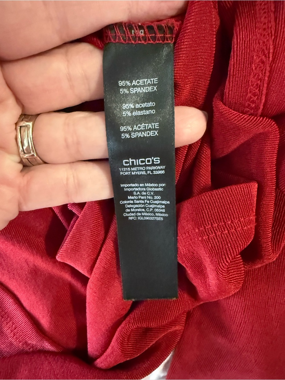 Chico's Rich Red Scoop Neck Long Sleeve Top - Picture 4 of 4